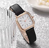 Красивий та елегантний жіночий годинник квадратної форм,  чорний, фото 3
