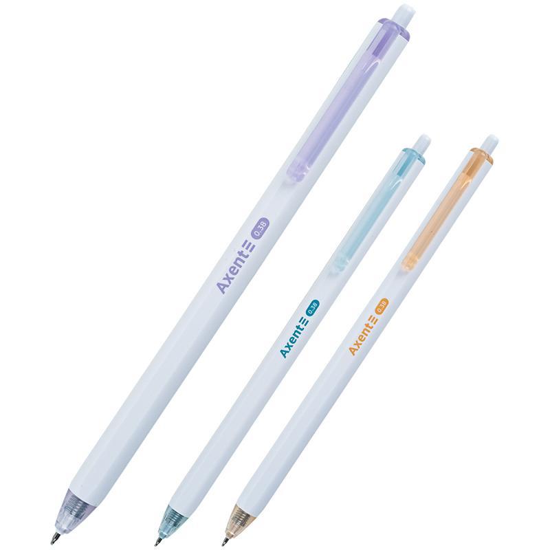 Ручка гелева синя 0,38 мм автоматична AXENT Fineline ag1121-02 Soft-touch