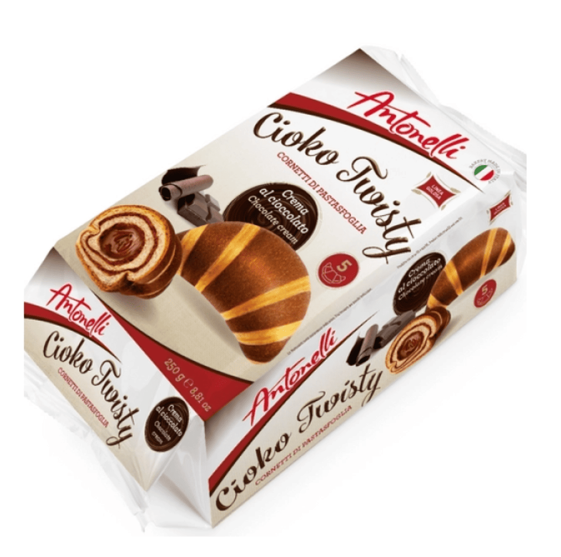 Круасани Antonelli Cioko Twisty Croissant із шоколадним кремом 250г, фото 1