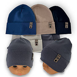 ОПТ Шапка трикотажна для хлопчика подвійна, р. 40-42 (5 шт./набір)