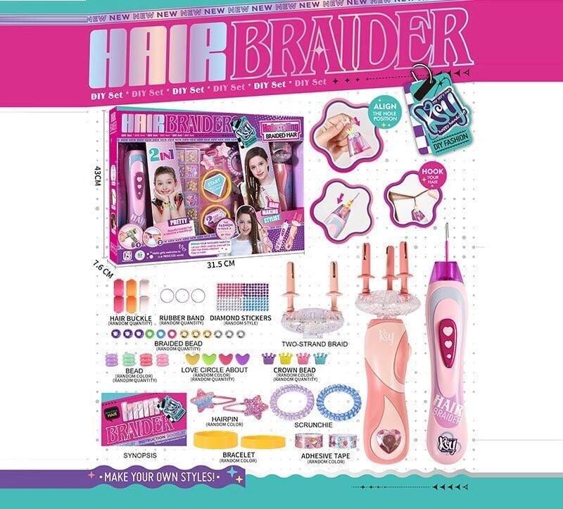 Набір стиліста KSY 961 (24/2) механічний прилад для нанизування бусин, автоматична машинка для накручування волосся, 2 насадки,