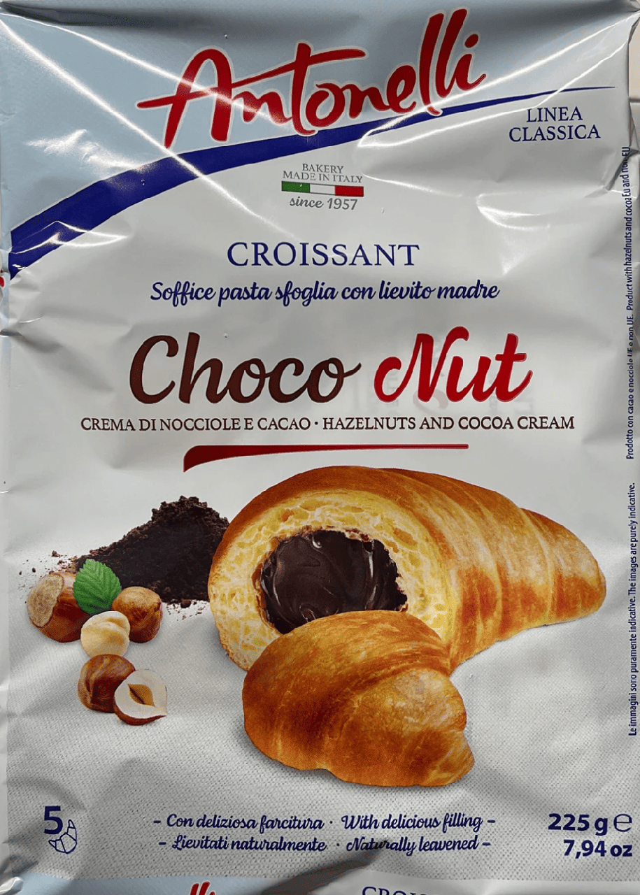Круасани Antonelli Choco Nut Cream Croissant із шоколадно-горіховим кремом 225г, фото 1