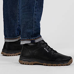 Зимові чоловічі черевики шкіряні з хутром чорні (ЛБ 45)