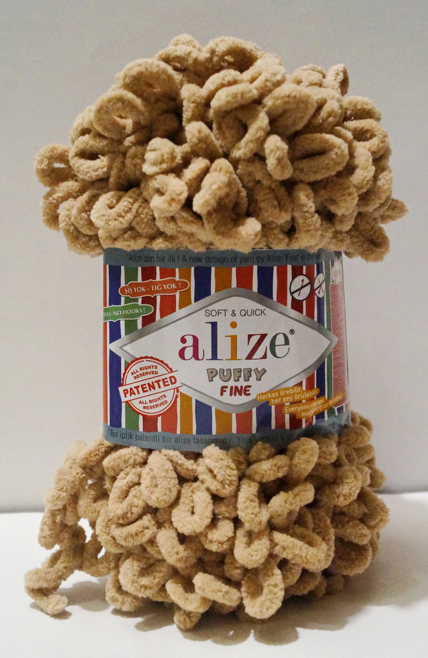 Нитки пряжа для в'язання велюрова плюшева петлями PUFFY FINE Пуффи Файн № 415 - пустеля, фото 1