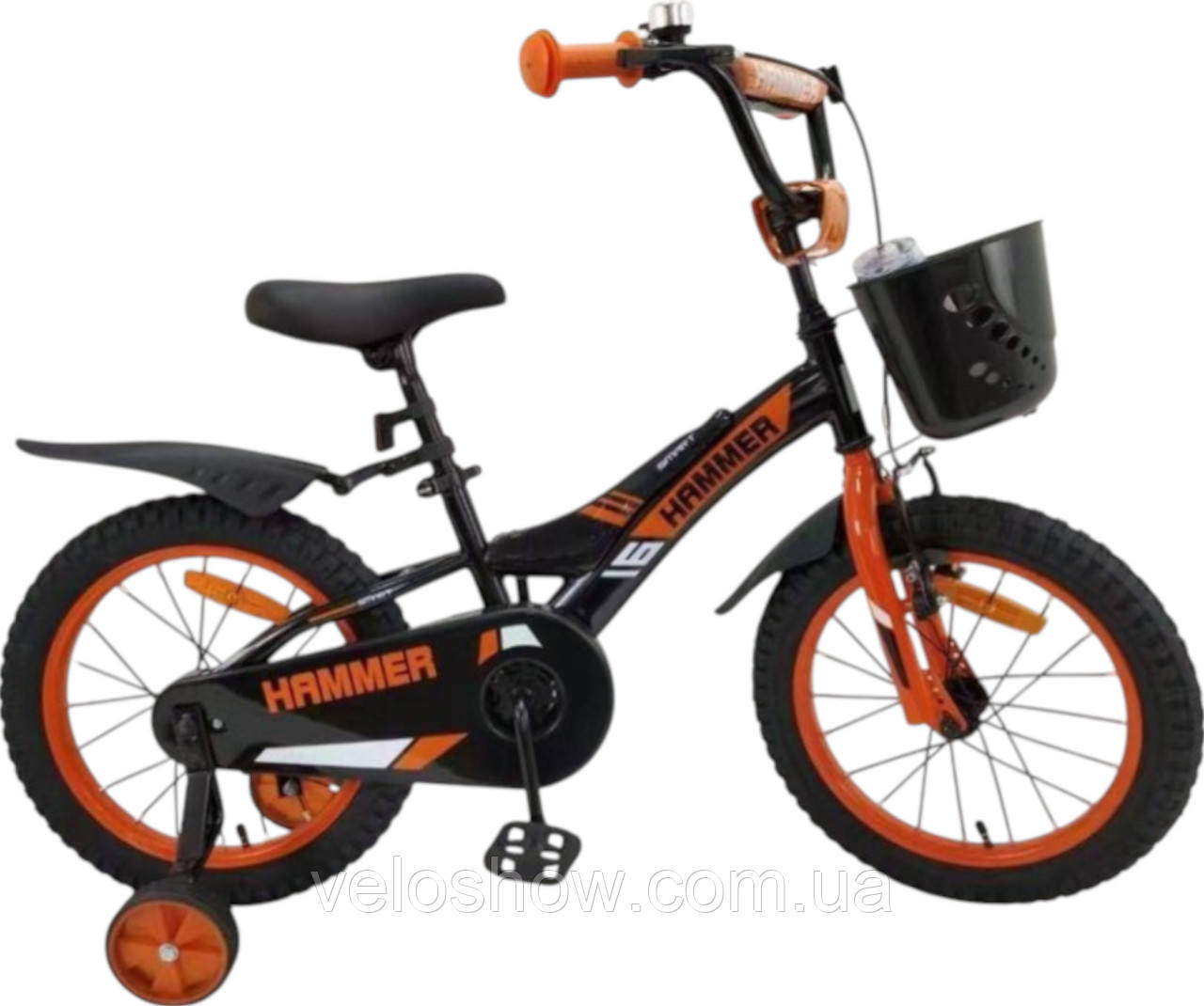 Дитячий сталевий 16 Hammer Smart велосипед чорно-синій для хлопчиків, фото 1