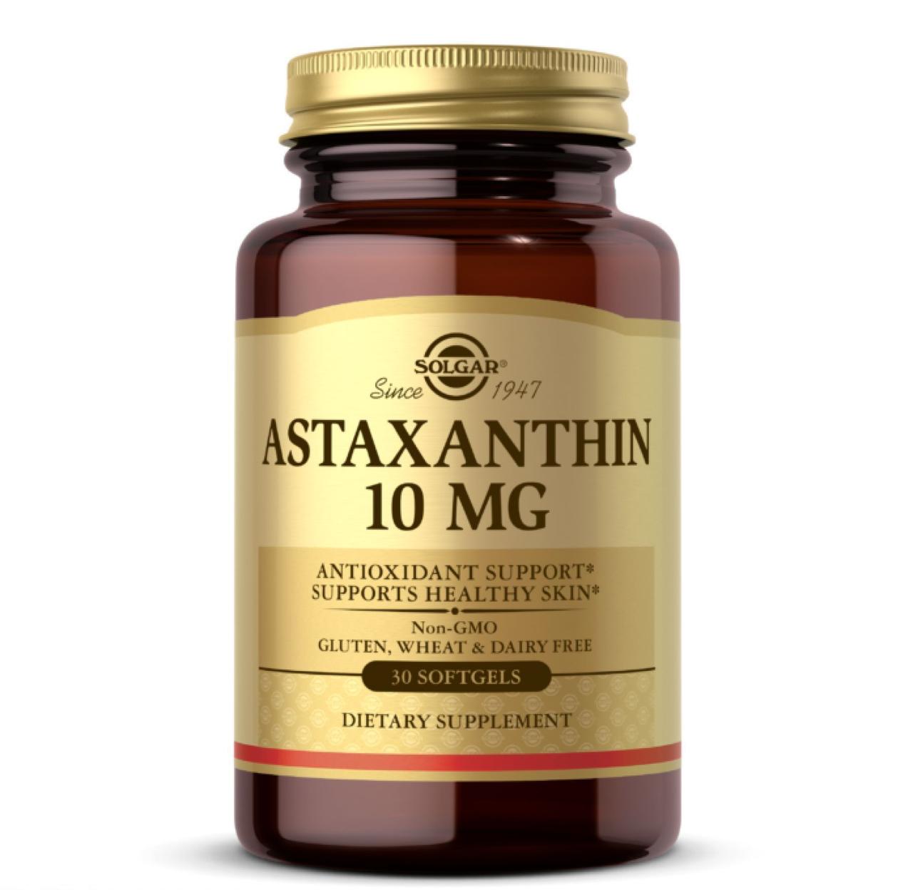 Астаксантин Solgar Astaxanthin, 10 мг, 30 м'яких желатинових капсул, фото 1