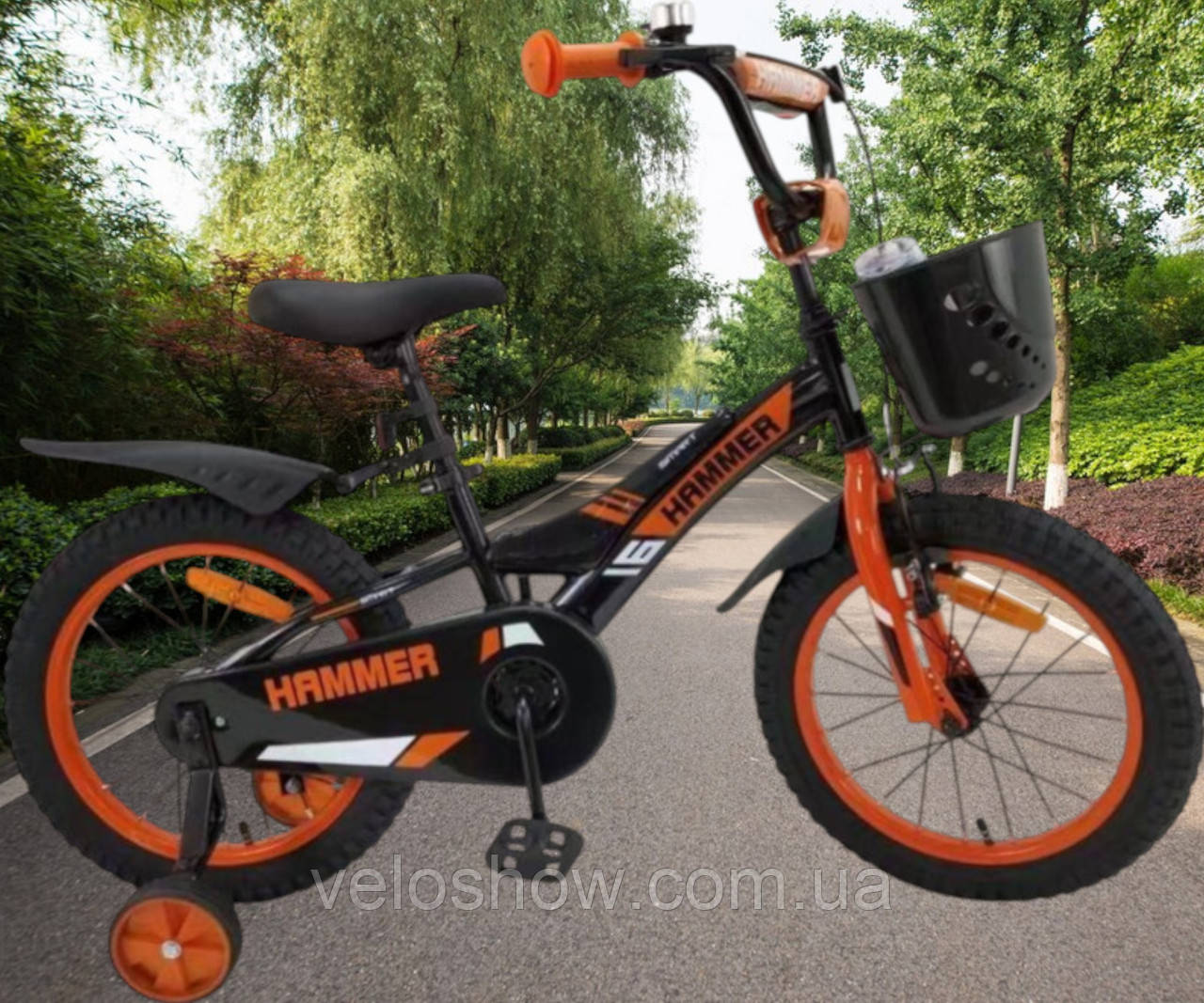 Дитячий сталевий 16 Hammer Smart велосипед чорно-синій для хлопчиків, фото 1
