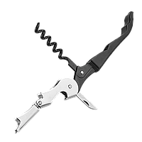 Штопор Відкривачка Ніж для офіціанта двоступеневий чорний