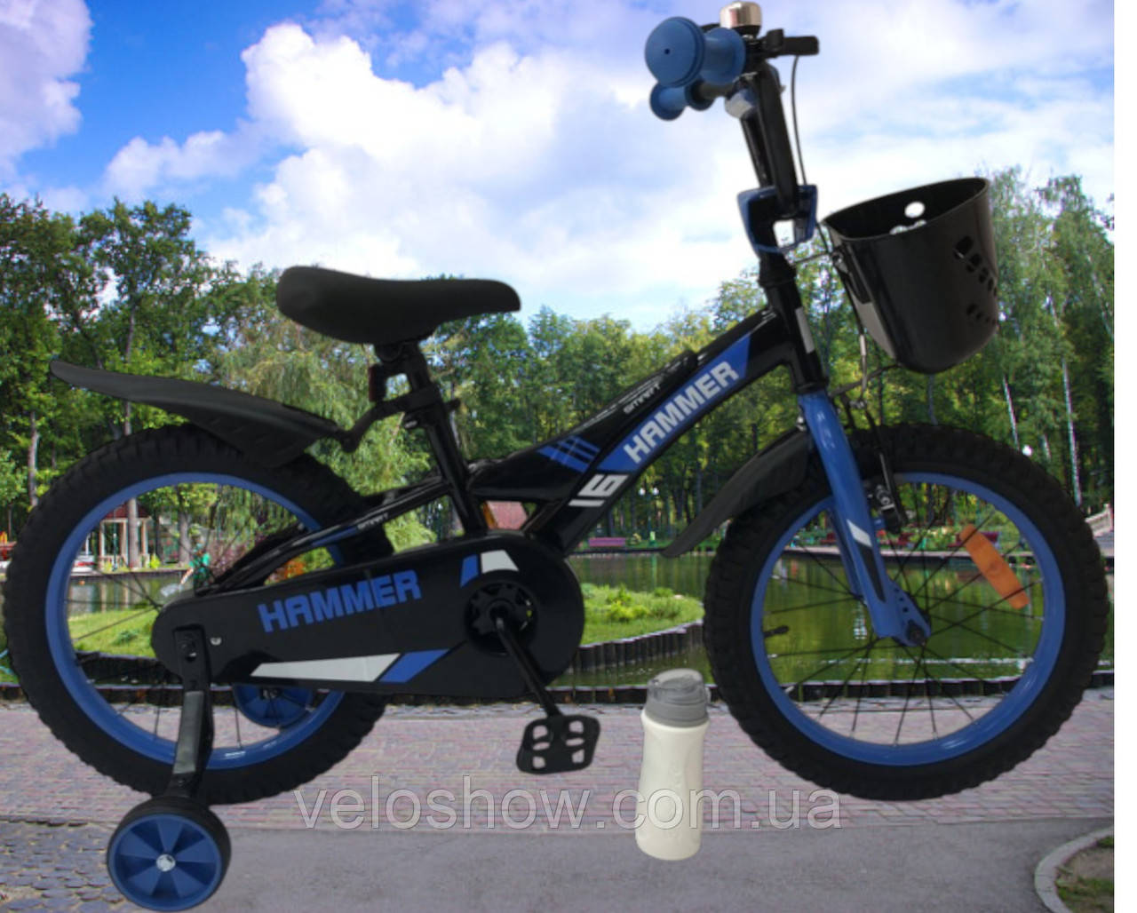 Дитячий сталевий 20 Hammer Smart велосипед із кошиком синій для хлопчиків, фото 1