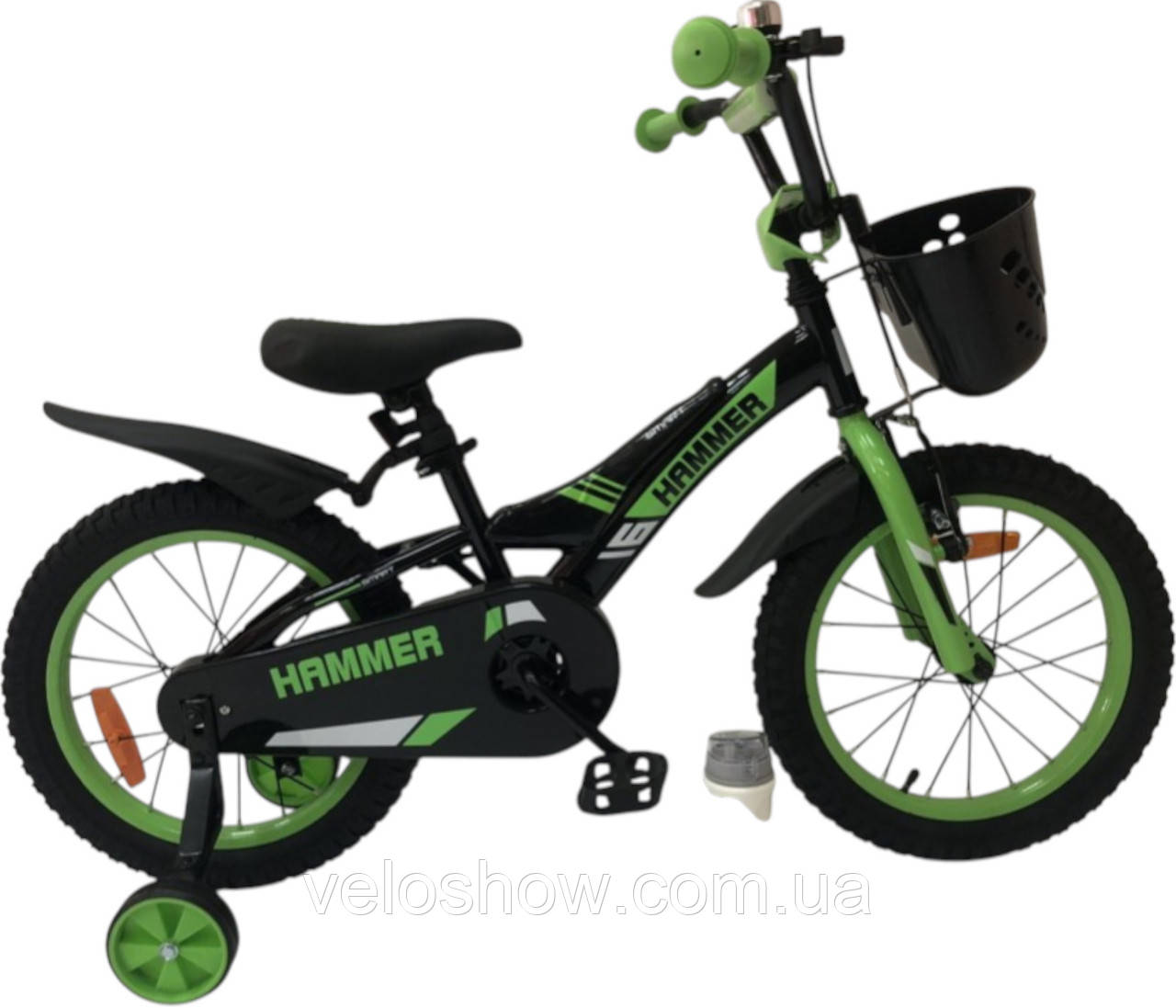 Дитячий сталевий 20 Hammer Smart велосипед із кошиком зелений для хлопчиків, фото 1