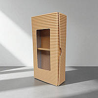 Коробка для пряників з вікном та ложементом (185х95х35мм.) персикова