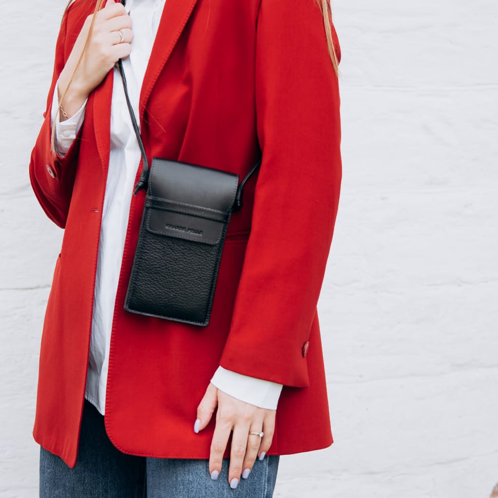 Мінісумка чохол для телефона, панч Grande Pelle 70371010 чорна, фото 1