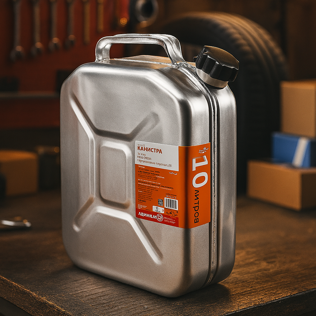 Каністра алюмінієва 10 л Airline ACF-10A для бензину, дизеля, технічних рідин — антикорозійна, легка