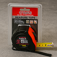 Рулетка YUETE TOOLS 5 м × 25 мм з фіксатором, сталеве полотно з покриттям, для будівельних робіт