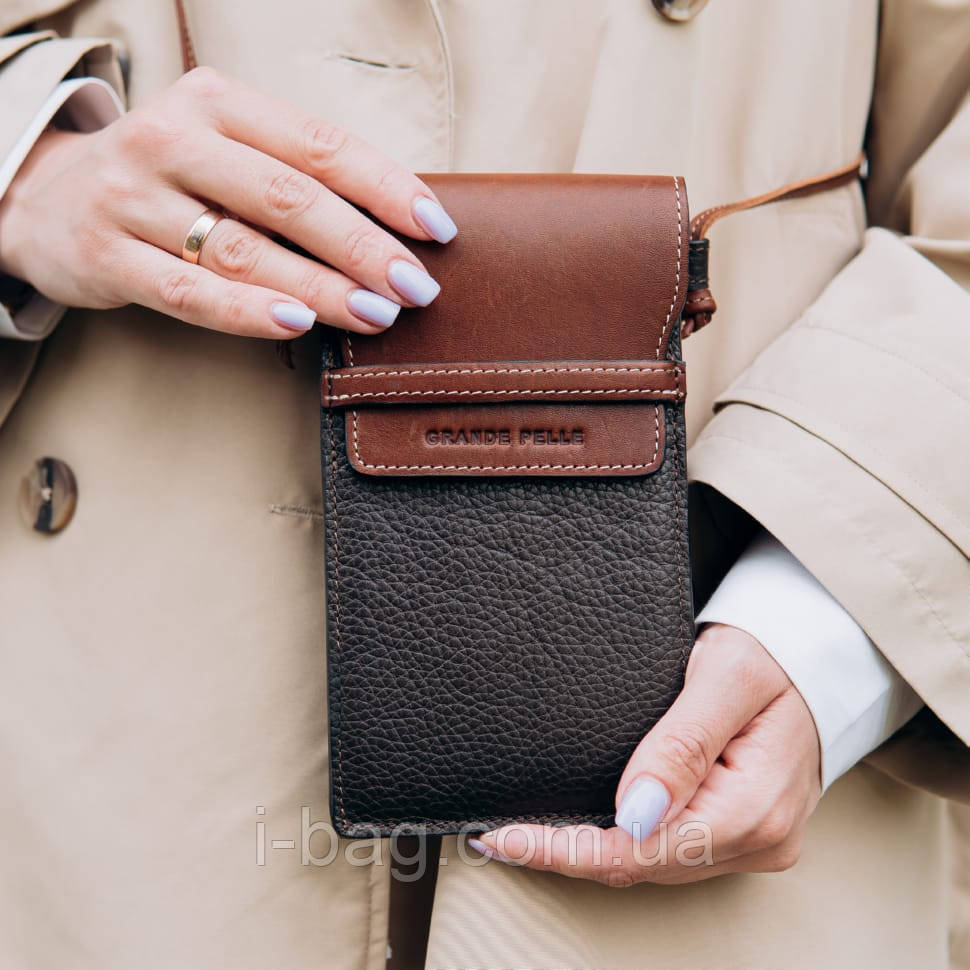 Мінісумка чохол для телефона, панч Grande Pelle 70372023 комбінована, фото 1