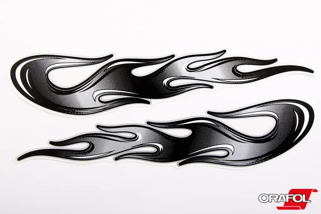 Наклейка бічна полум'я чорно-сріб. 7*29см (2 шт.), фото 1