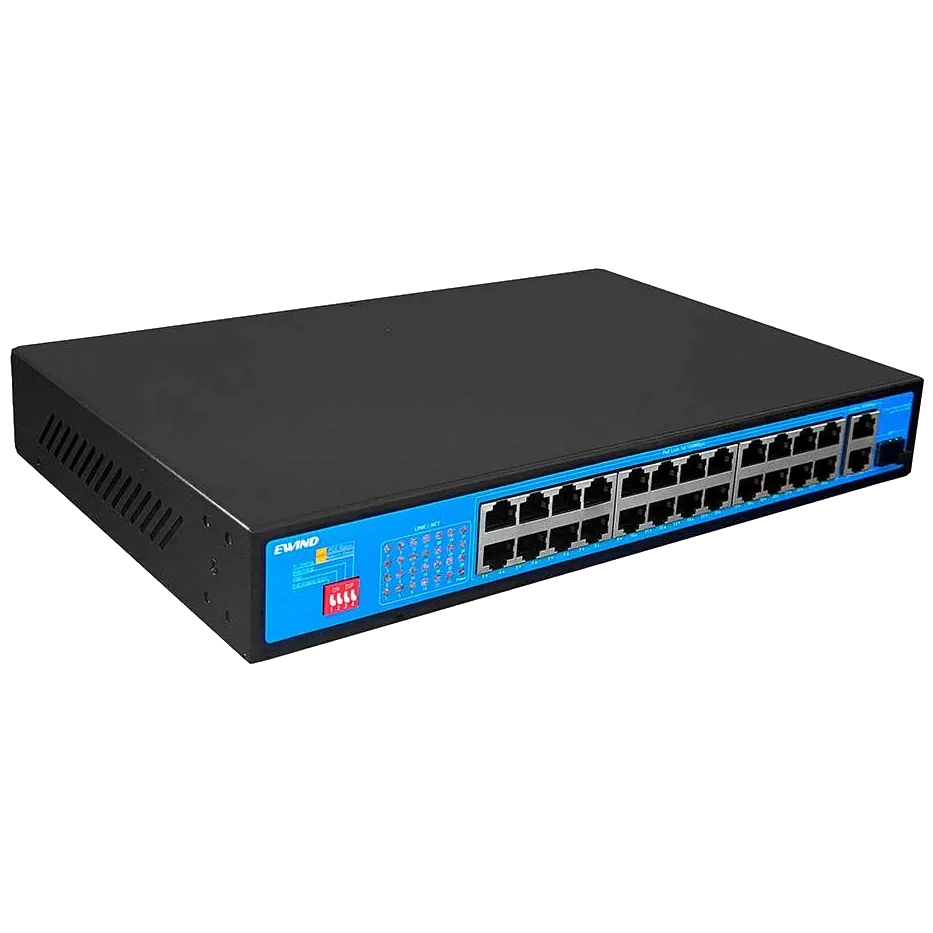 Мережевий комутатор 27 портів, некерований, для великих мереж Ewind EW-S1927CF-AP PoE , Чорний