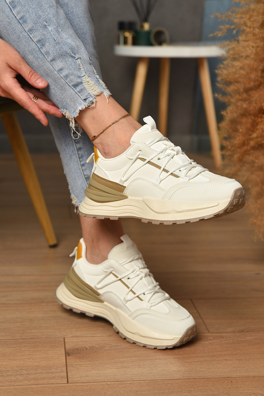 Кросівки жіночі білого кольору на шнурівці 171029T Безкоштовна доставка, фото 1