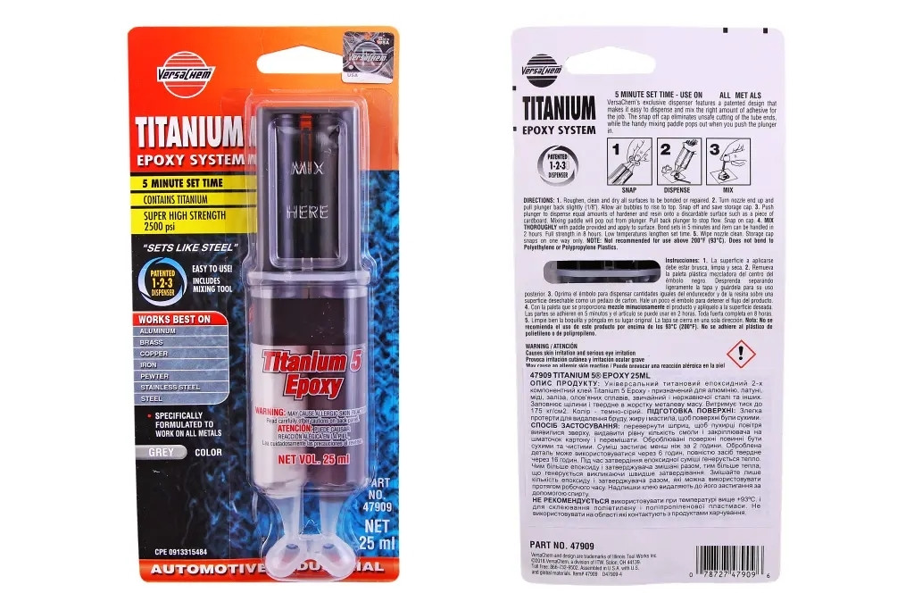 Клей епоксидний 5хв в шприці "VersaChem" 25мл сірий з титаном (2-комп.), фото 1