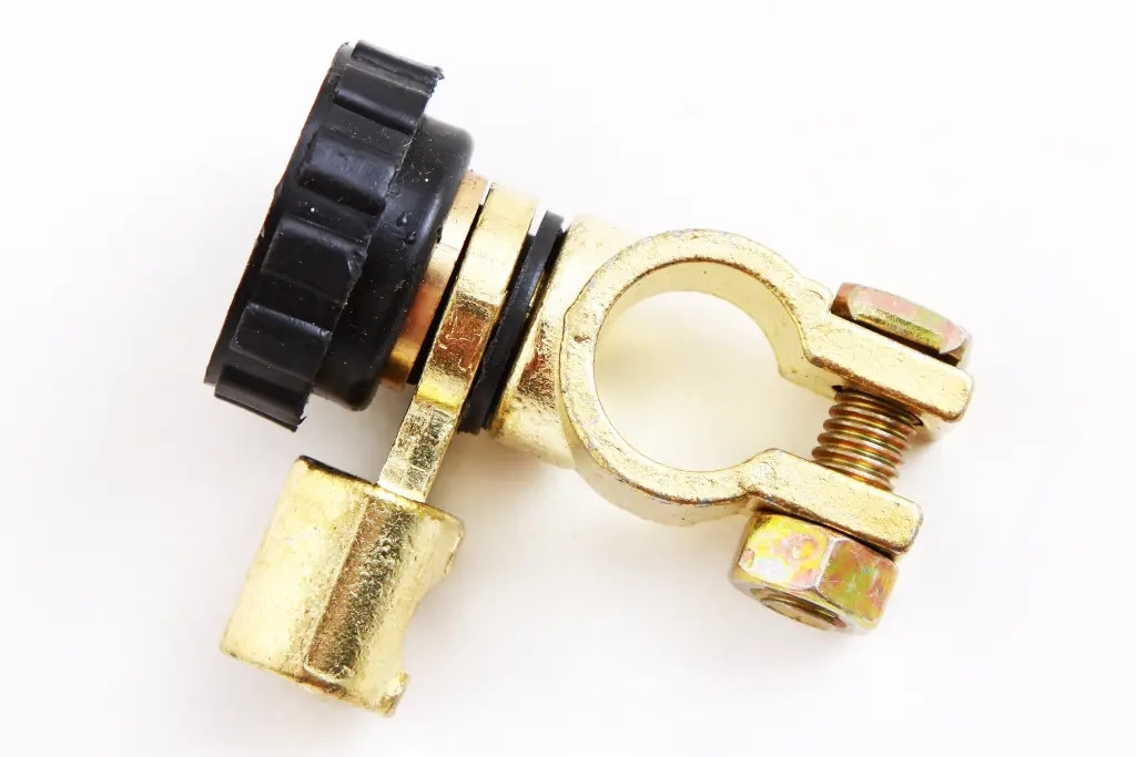 Клема АКБ латунна з вимикачем маси Г-подібна "-", фото 1