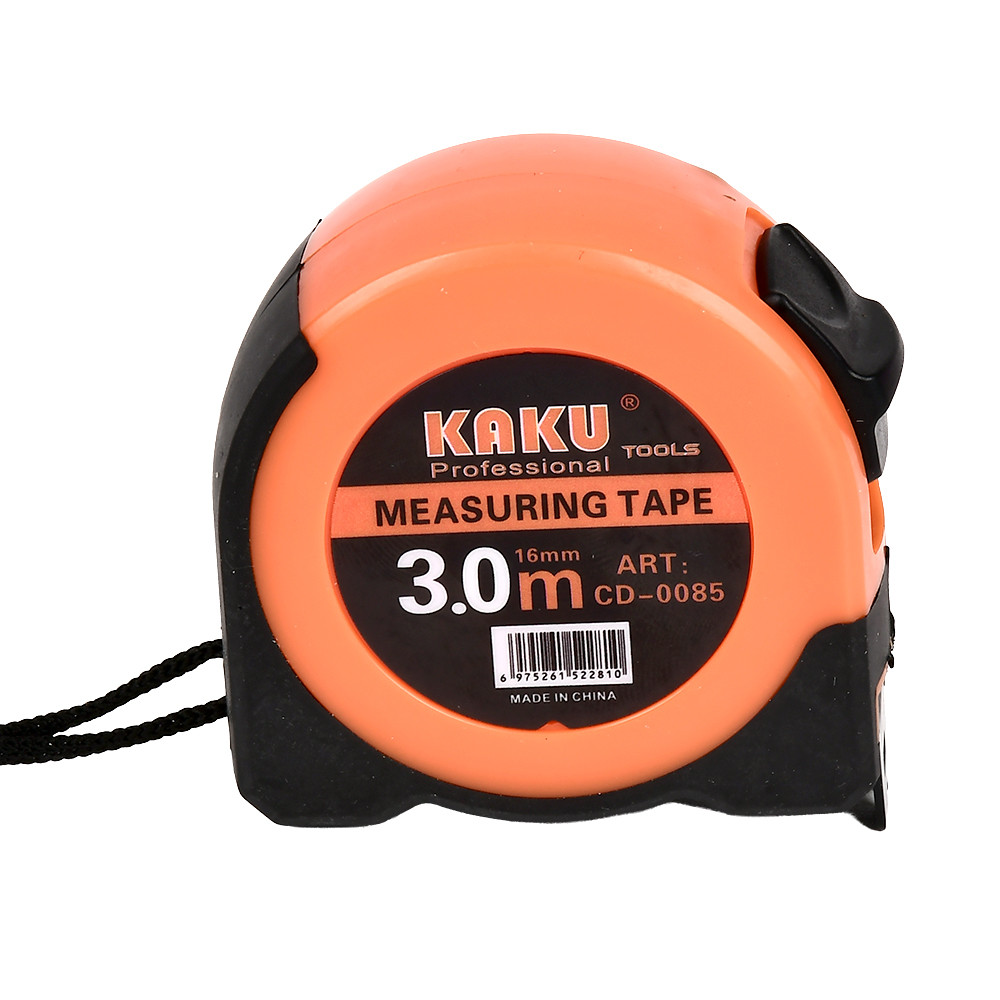Рулетка для вимірювання KAKU CD-0085 3м, з фіксатором та ремінецем Помаранчевий з чорним (R32187-3)