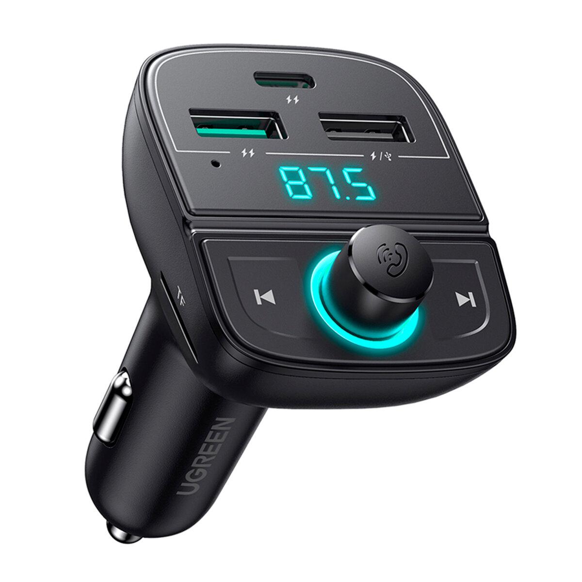 АЗП з FM-модулятором UGREEN CD229 FM&Bluetooth Transmitter&Car Charger + TF  Slot Black, фото 1