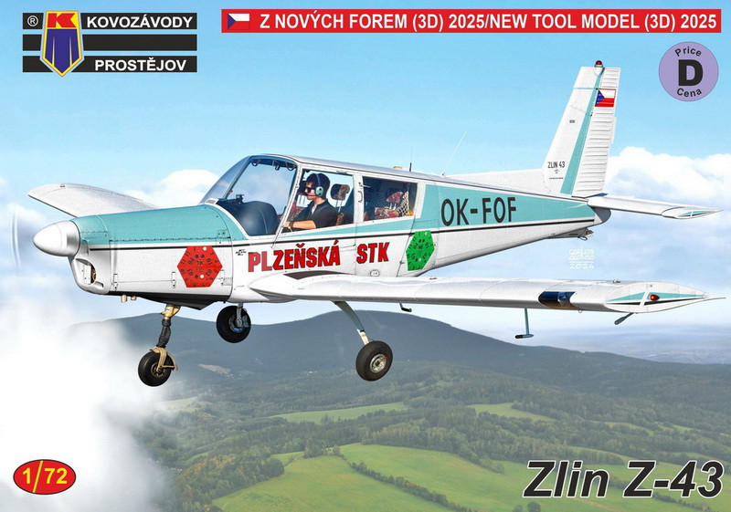 Пластикова модель 1/72 Kovozavody Prostejov 0485 чехословацький туристичний літак Zlin Z-43 'Aeroclubs', фото 1