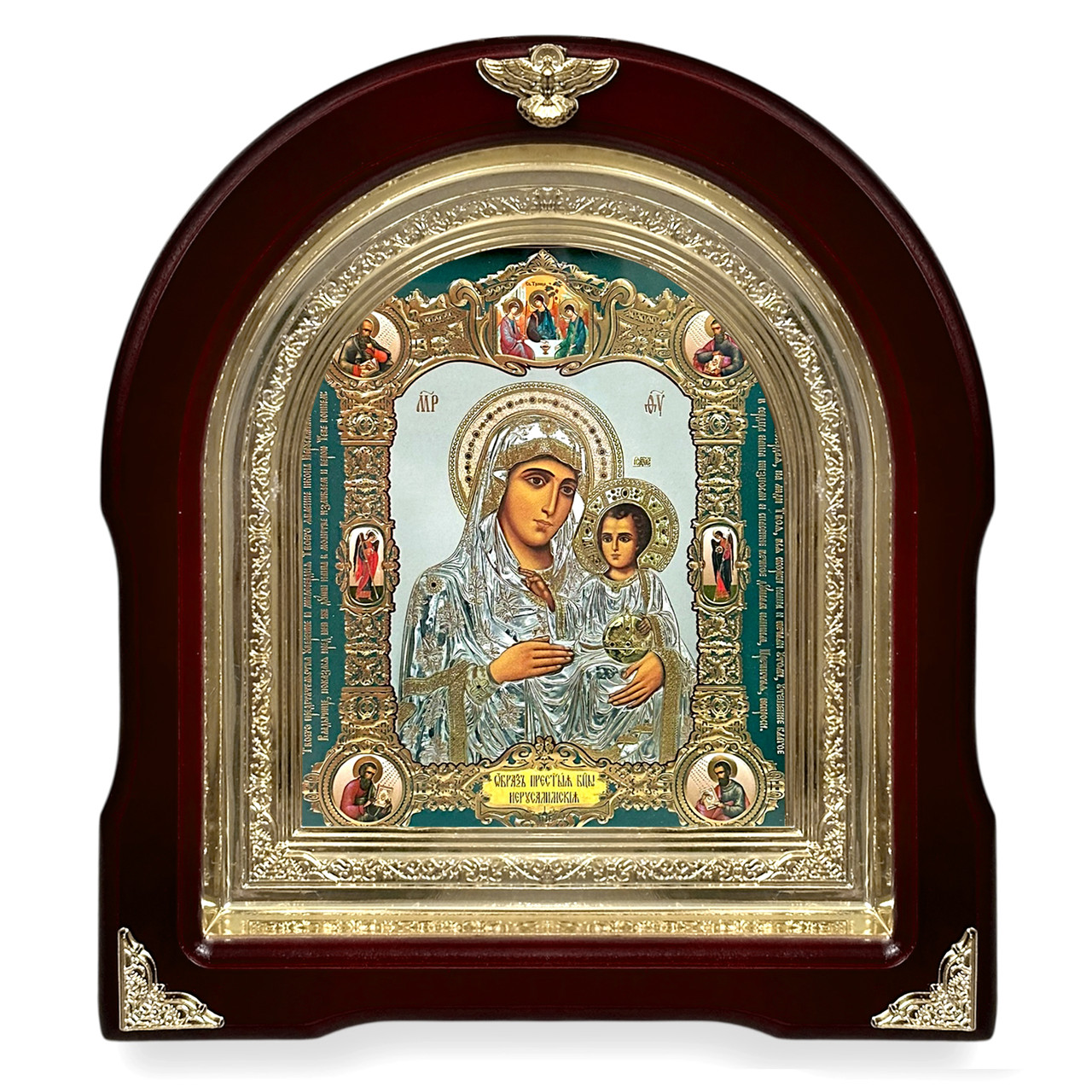 Ікона Пресвята Богородіца Римська, лік 15х18 см, у темному дерев'яному кіоті, арка, фото 1