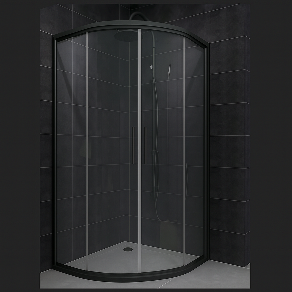 Душова кабіна Aquanil ALONZA 85х85х190 см без піддону чорна прозоре скло розсувні двері