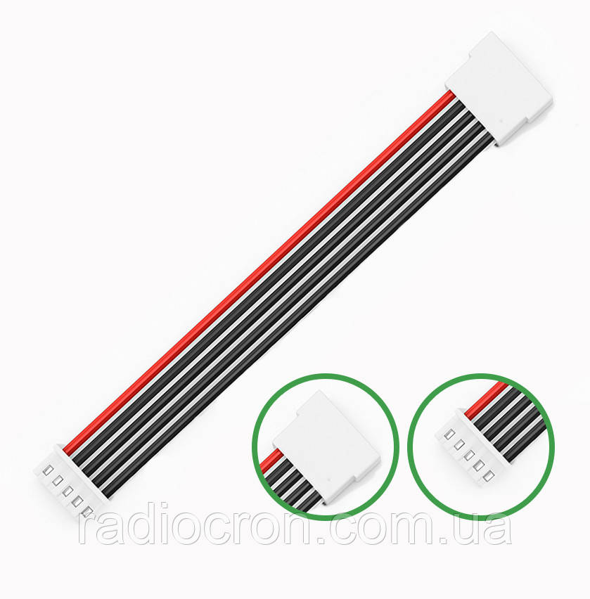 JST-XH 4S, 5pin, 22AWG, 20см, тато + мама, подовжувач балансувального кабелю