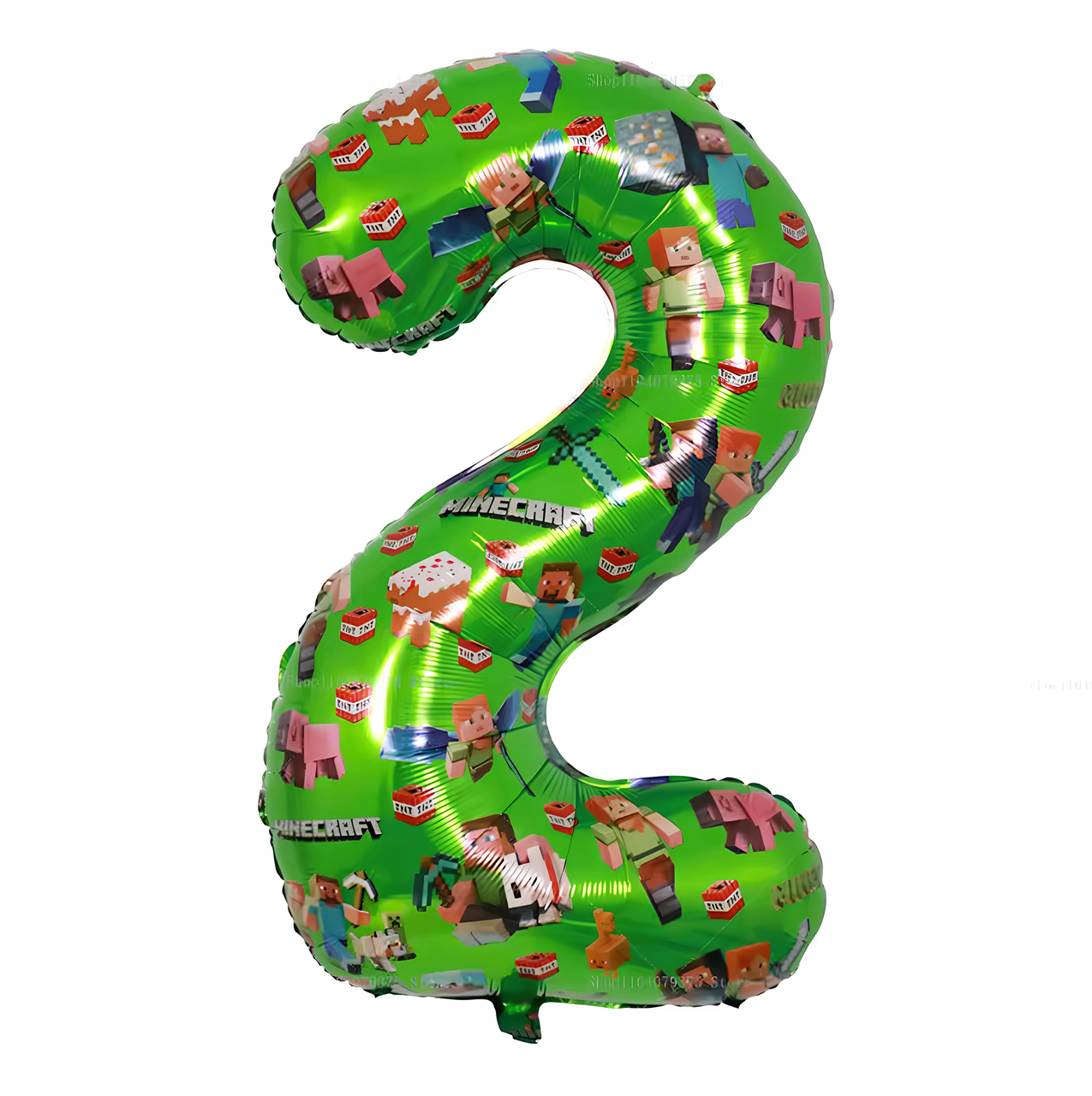 Фольгована цифра 2 Minecraft Майнкрафт 90см ( 35") | Зелений