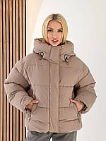 Жіноча зимова куртка з капюшоном утеплювач біопух