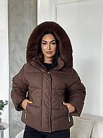 Жіноча зимова куртка з хутром утеплювач біопух
