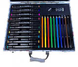 Великий дитячий набір для малювання та творчості в алюмінієвому кейсі, 68 предметів, фото 5