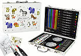 Великий дитячий набір для малювання та творчості в алюмінієвому кейсі, 68 предметів, фото 7