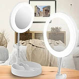 Складане дзеркало для макіяжу Live Makeup G3 з підсвіткою та тримачем для телефону, фото 4