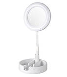 Складане дзеркало для макіяжу Live Makeup G3 з підсвіткою та тримачем для телефону, фото 8