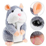 Повторюючий хом’як-іграшка з голосовою функцією, інтерактивна модель на батарейках, сірий, фото 2