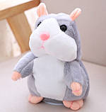 Повторюючий хом’як-іграшка з голосовою функцією, інтерактивна модель на батарейках, сірий, фото 5