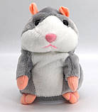 Повторюючий хом’як-іграшка з голосовою функцією, інтерактивна модель на батарейках, сірий, фото 10