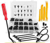 Набір пластикових затискачів кліпс для кріплення обшивки автомобіля у коробці 460 шт.