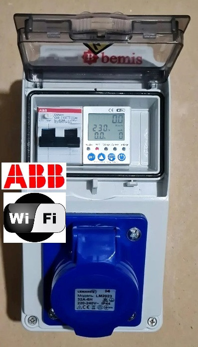 Шафа (з лічильником,таймером та wi-fi) для підключення зарядного пристрою електромобіля 32А/3p/IP65 (66), фото 1