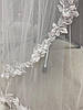 Фата мереживна з 3D-квітами № 2504 довга молочна, фото 8