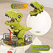 Неймовірний ігровий трек трансформер Яйце динозавра для дитини 5 предметів 4 машинки запускач запускач гарчить світло, фото 5