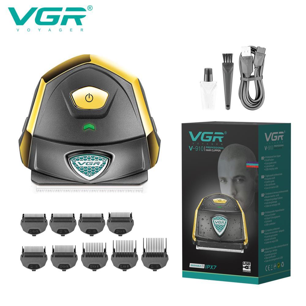 Машинка для стрижки VGR V-910, акумуляторна, 9 насадок, вологозахист IPX7, LED дисплей
