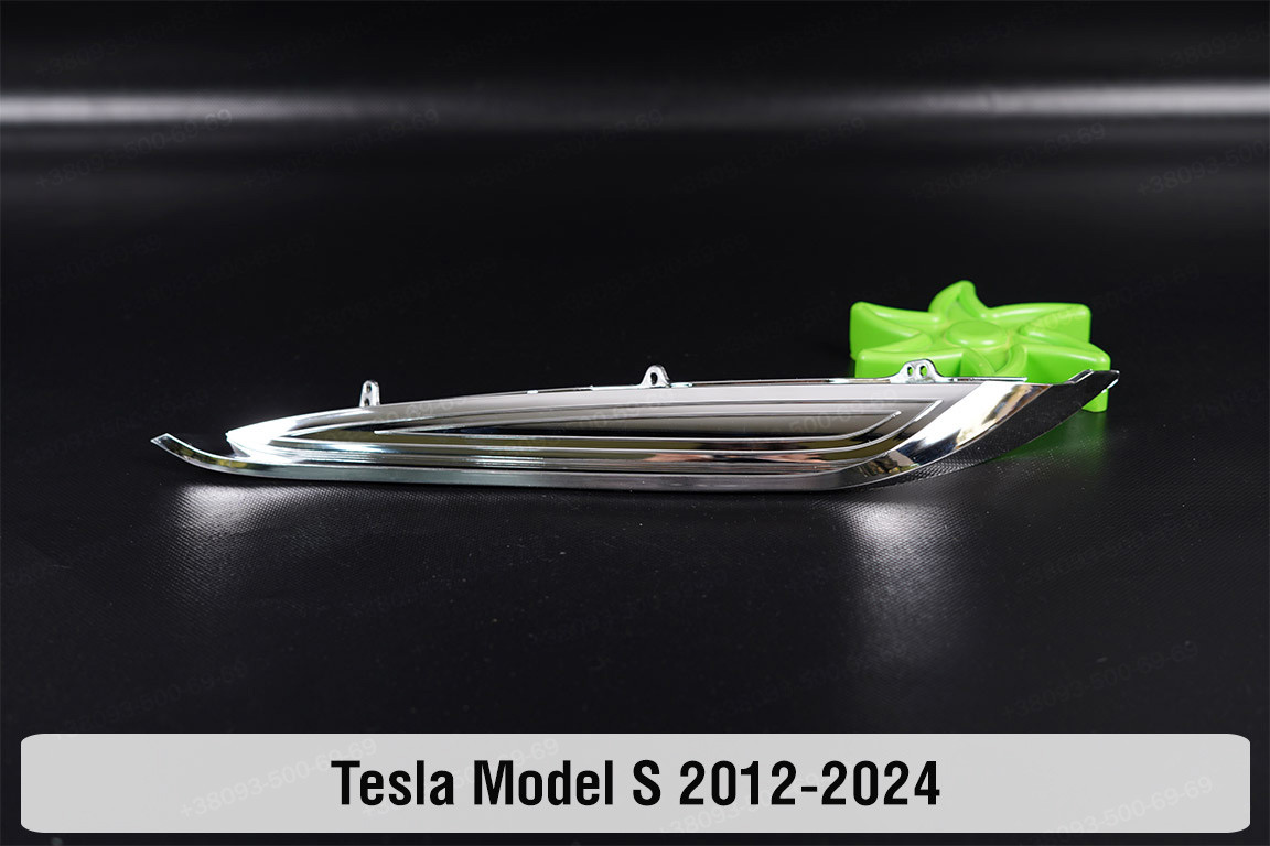 Хромована декоративна маска верхня Tesla Model S (2012-2024) ліва, фото 1