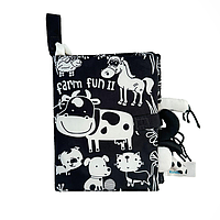 Розвиваюча м'яка книжка-шуршалка "Ферма",  чорно-біла