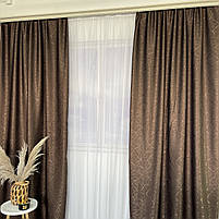 Штори лляні "бите скло" ALBO коричневі 150×270 см, комплект 2 шт. (SH-M17-1), фото 6