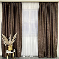 Штори лляні "бите скло" ALBO коричневі 150×270 см, комплект 2 шт. (SH-M17-1), фото 2