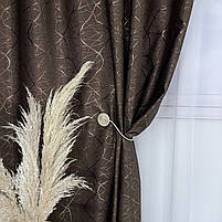 Штори лляні "бите скло" ALBO коричневі 150×270 см, комплект 2 шт. (SH-M17-1), фото 8